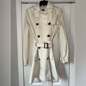 Ralph Lauren Large Women's Cream Double-Breasted Trench Coat w/removable belt